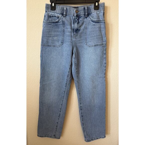 Sincerely Jules Light Wash Patch Pocket High Rise Taper Leg Jeans Size 5/27 - Picture 1 of 5